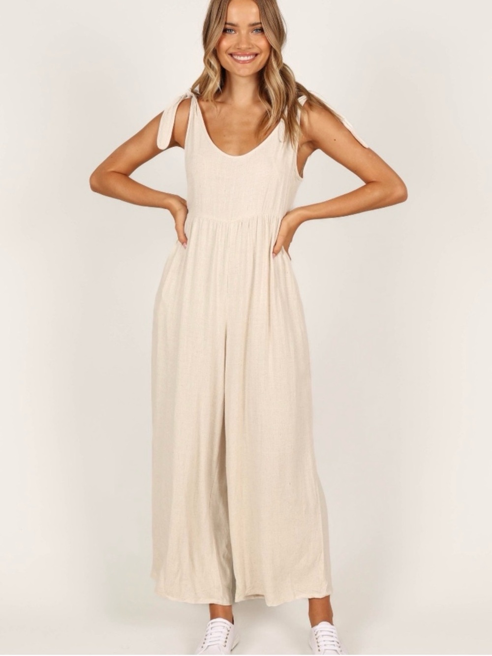 Petal and Pup Ayla Linen Jumpsuit in Oatmeal NWT